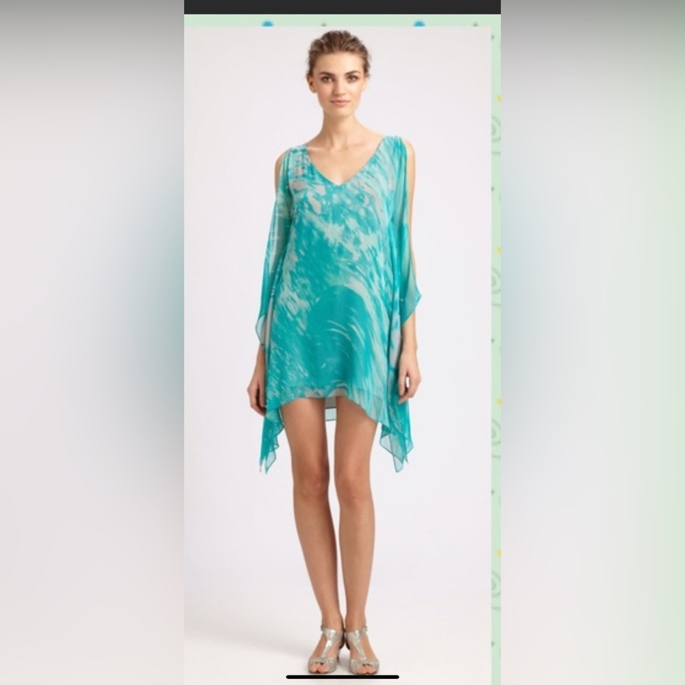 Jay Godfrey Green Brin Silk Kimono Mini Dress